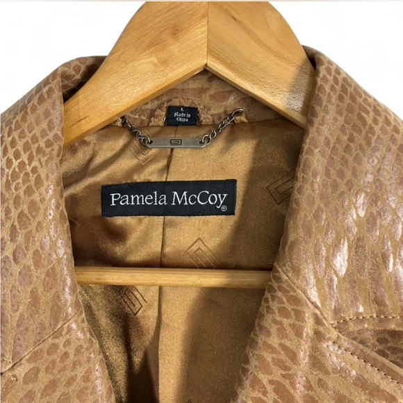 Pamela McCoy Brown Snakeskin Leather Blazer, Size L New - Picture 4 of 8